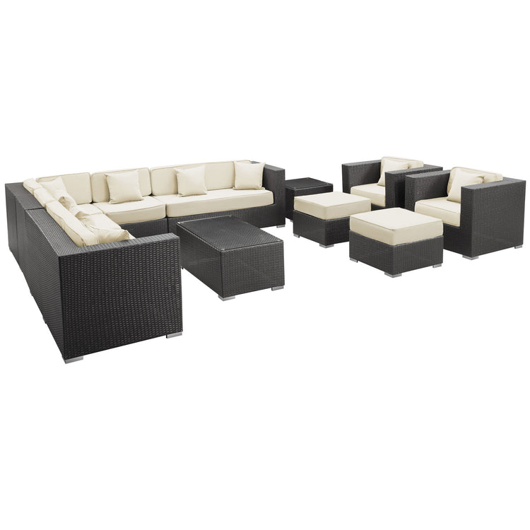 Cohesion 11 Piece Outdoor Patio Sectional Set - Espresso White