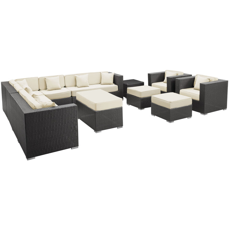 Cohesion 11 Piece Outdoor Patio Sectional Set - Espresso White