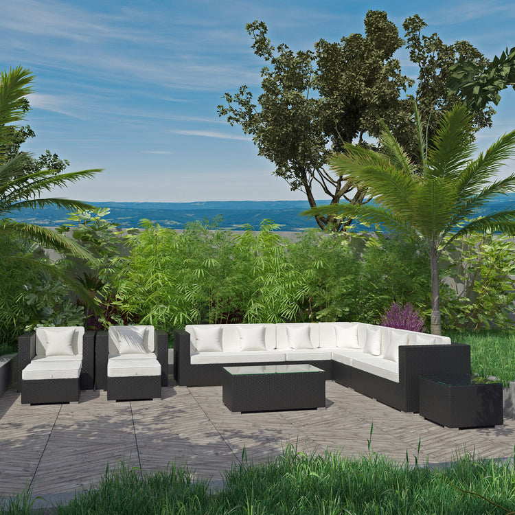 Cohesion 11 Piece Outdoor Patio Sectional Set - Espresso White