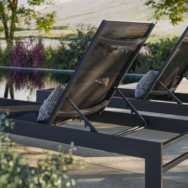 Tahoe Outdoor Patio Mesh and Aluminum Chaise Lounge - Default Title