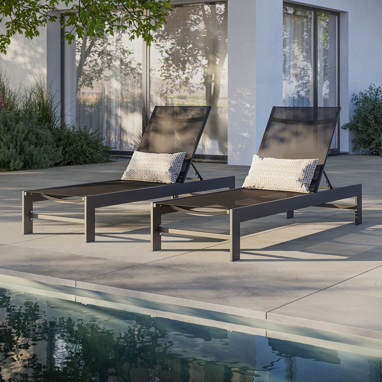 Tahoe Outdoor Patio Mesh and Aluminum Chaise Lounge - Default Title