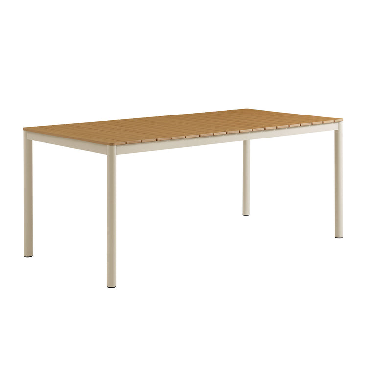 Finn 71" Outdoor Patio Aluminum Dining Table with Faux Wood Top - Default Title
