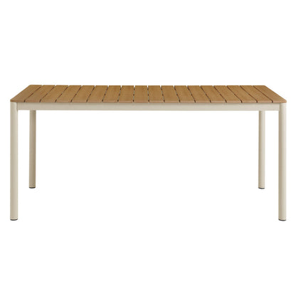 Finn 71" Outdoor Patio Aluminum Dining Table with Faux Wood Top - Default Title