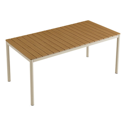 Finn 71" Outdoor Patio Aluminum Dining Table with Faux Wood Top - Default Title