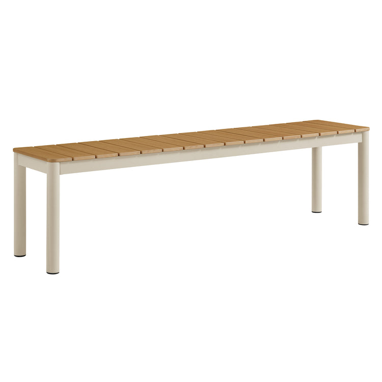 Finn Outdoor Patio Aluminum Bench with Faux Wood Top Set of 2 - Default Title