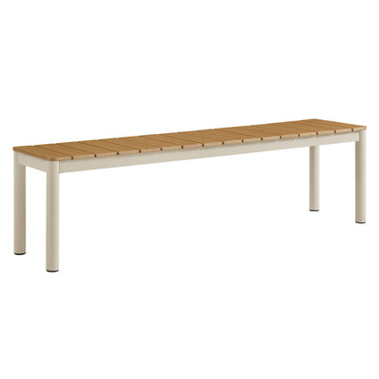 Finn Outdoor Patio Aluminum Bench with Faux Wood Top Set of 2 - Default Title
