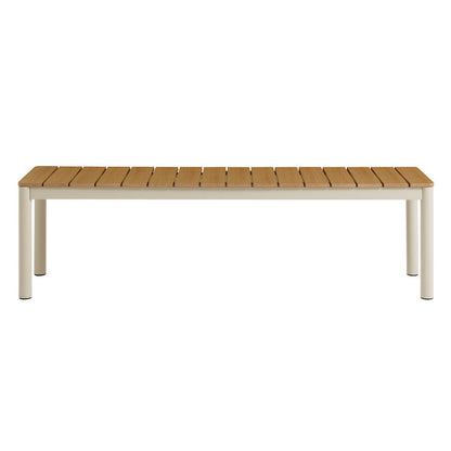 Finn Outdoor Patio Aluminum Bench with Faux Wood Top Set of 2 - Default Title