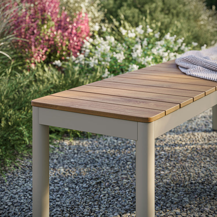 Finn Outdoor Patio Aluminum Bench with Faux Wood Top Set of 2 - Default Title