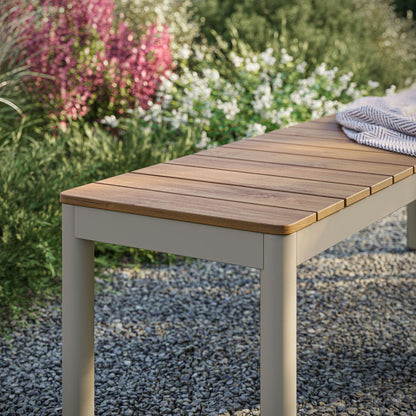 Finn Outdoor Patio Aluminum Bench with Faux Wood Top Set of 2 - Default Title