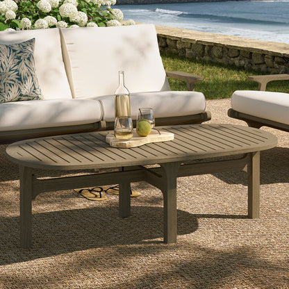 Saratoga Oval Outdoor Patio Teak Wood Coffee Table - Default Title
