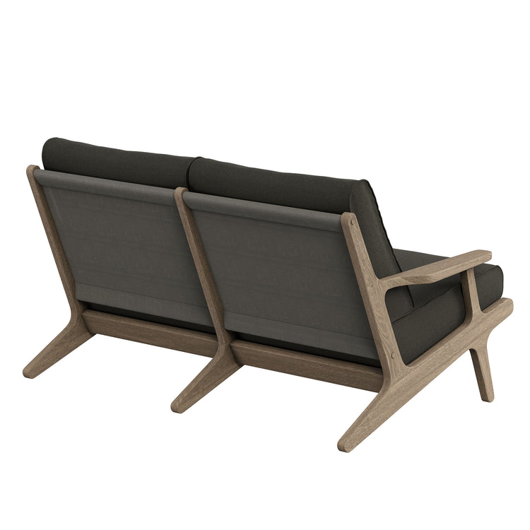 Saratoga Outdoor Teak Wood Loveseat - Flint Gray