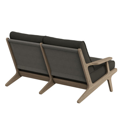 Saratoga Outdoor Teak Wood Loveseat - Flint Gray
