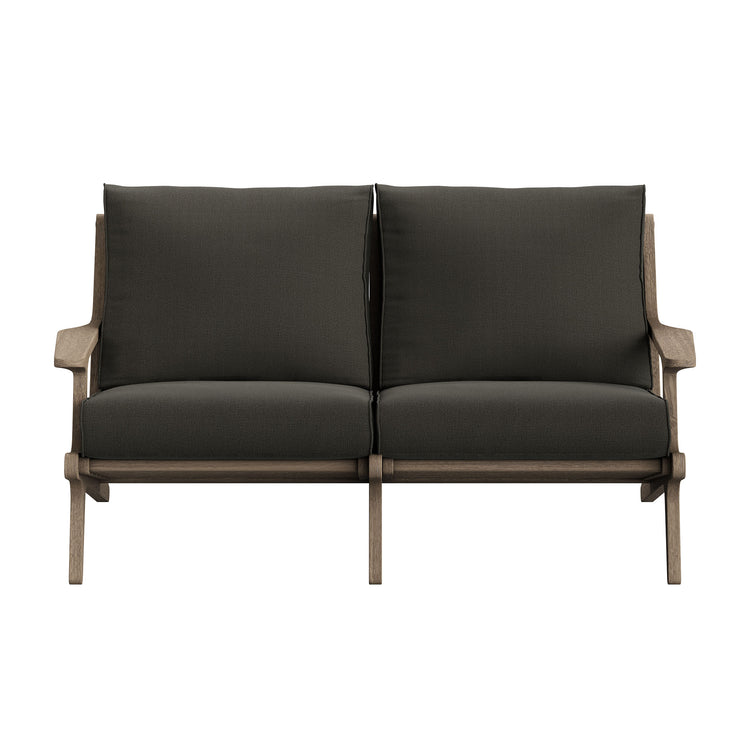 Saratoga Outdoor Teak Wood Loveseat - Flint Gray