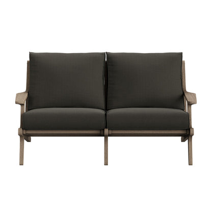 Saratoga Outdoor Teak Wood Loveseat - Flint Gray