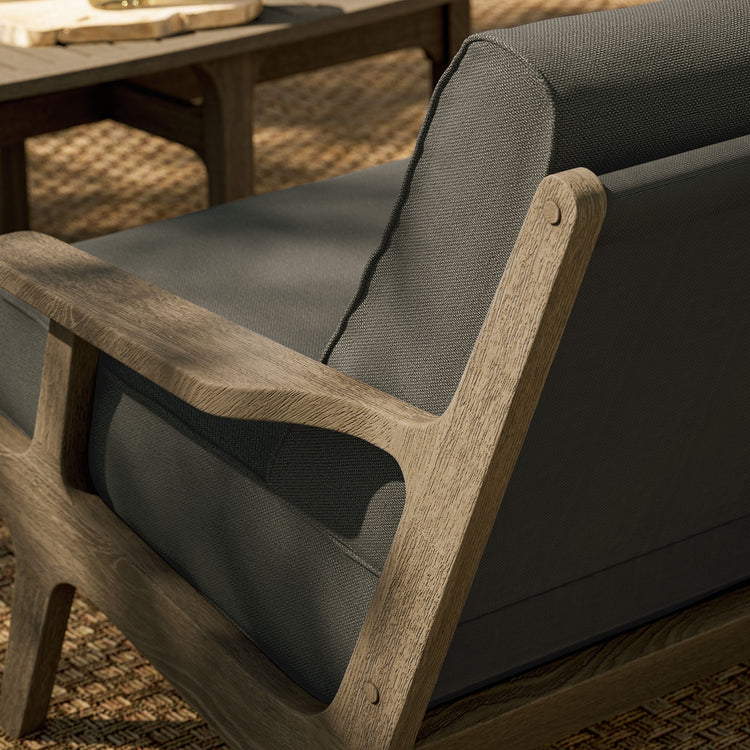 Saratoga Outdoor Teak Wood Loveseat - Flint Gray