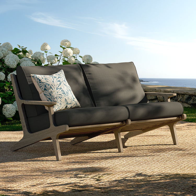 Saratoga Outdoor Teak Wood Loveseat - Flint Gray