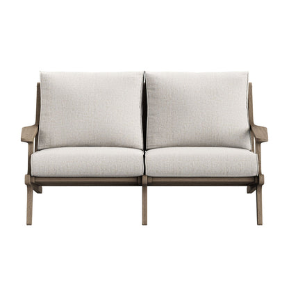 Saratoga Outdoor Teak Wood Loveseat - Pebble