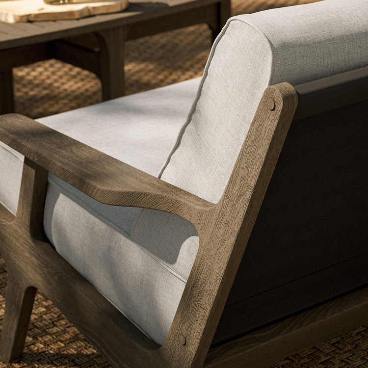 Saratoga Outdoor Teak Wood Loveseat - Pebble
