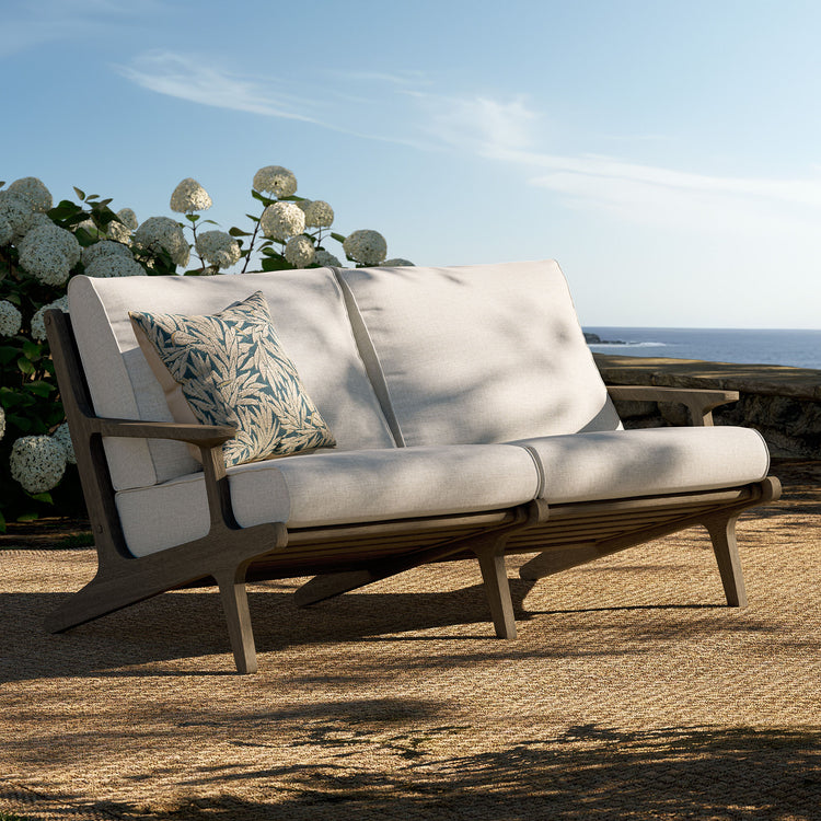 Saratoga Outdoor Teak Wood Loveseat - Pebble