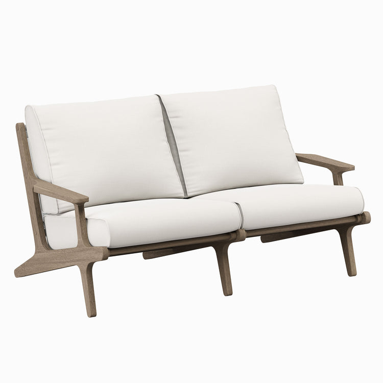Saratoga Outdoor Teak Wood Loveseat - Weathered Gray