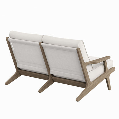 Saratoga Outdoor Teak Wood Loveseat - Weathered Gray
