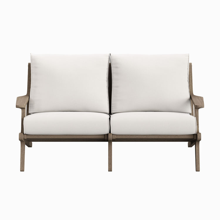 Saratoga Outdoor Teak Wood Loveseat - Weathered Gray