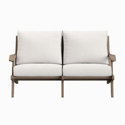 Saratoga Outdoor Teak Wood Loveseat - Weathered Gray