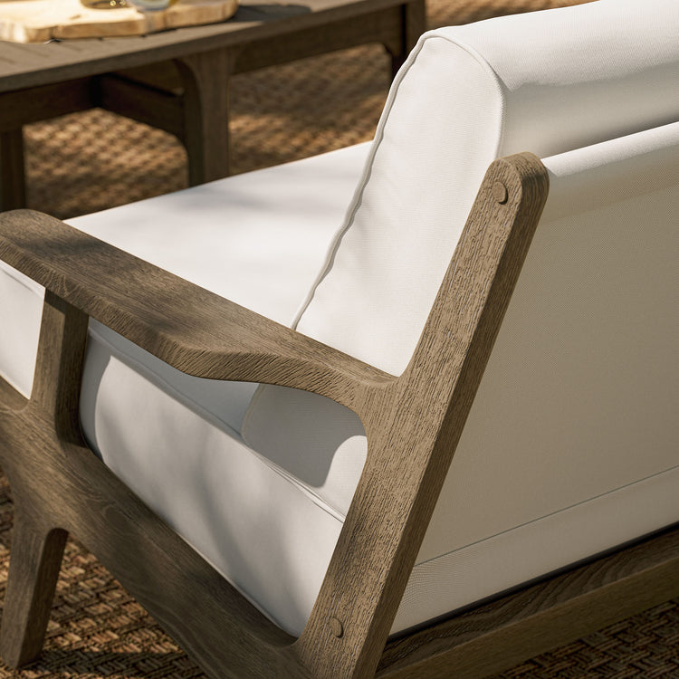 Saratoga Outdoor Teak Wood Loveseat - Weathered Gray
