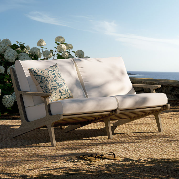 Saratoga Outdoor Teak Wood Loveseat - Weathered Gray