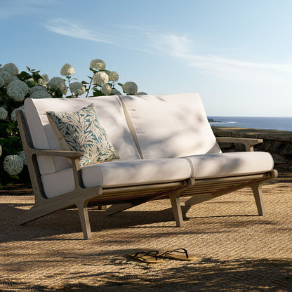 Saratoga Outdoor Teak Wood Loveseat - Weathered Gray