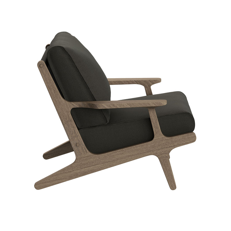 Saratoga 3-Piece Outdoor Teak Wood Furniture Set with Lounge Chairs and Side Table - Flint Gray