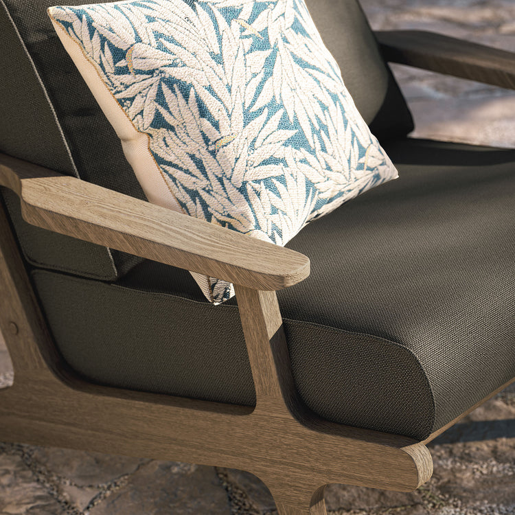Saratoga Outdoor Teak Wood Armchair - Flint Gray