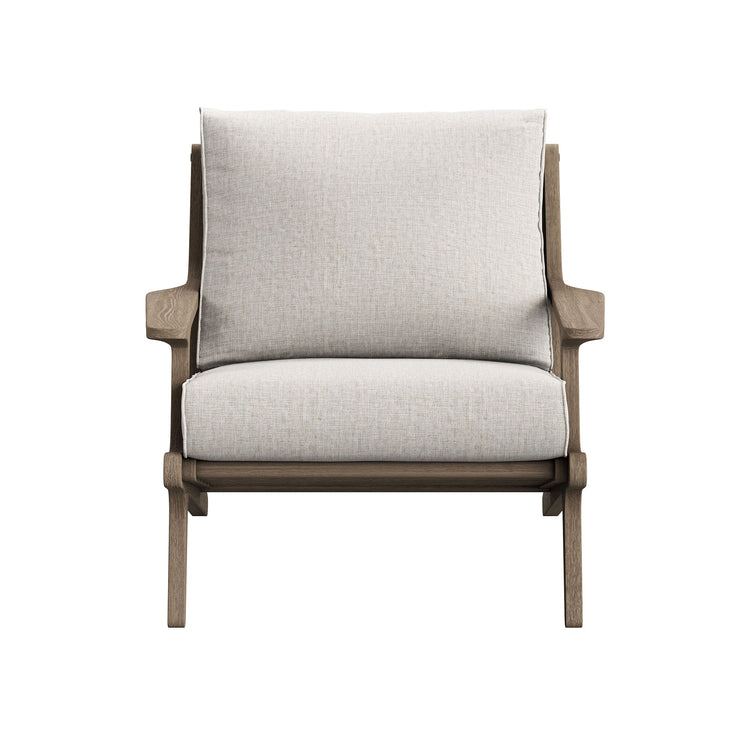 Saratoga Outdoor Teak Wood Chair and Ottoman Set - Pebble