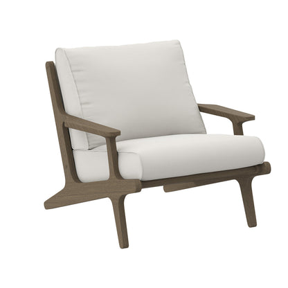 Saratoga Outdoor Teak Wood Chair and Ottoman Set - Weathered Gray White