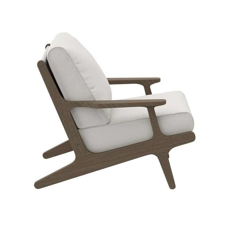 Saratoga Outdoor Teak Wood Chair and Ottoman Set - Weathered Gray White