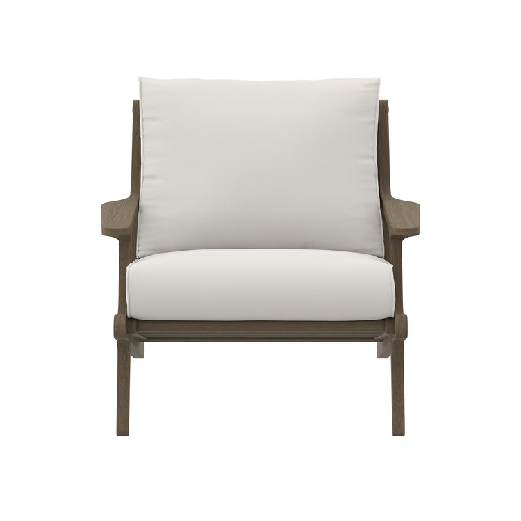 Saratoga Outdoor Teak Wood Chair and Ottoman Set - Weathered Gray White