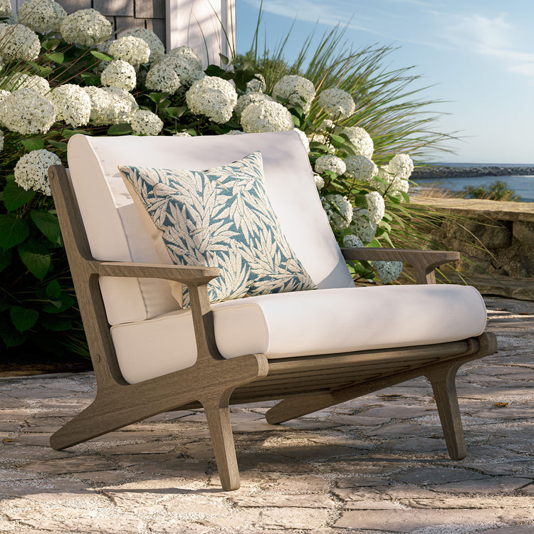 Saratoga Outdoor Teak Wood Armchair - Weathered Gray
