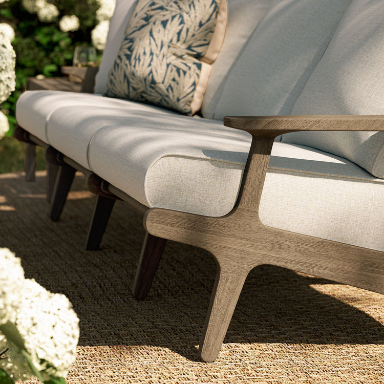 Saratoga Outdoor Teak Sofa - Pebble