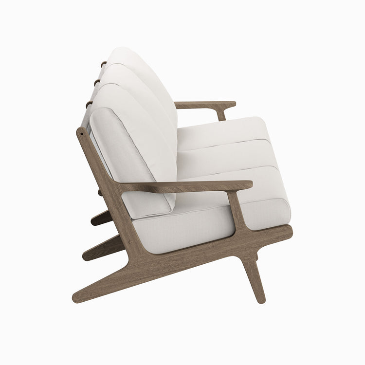 Saratoga 4-Piece Outdoor Teak Wood Furniture Set - Weathered Gray White