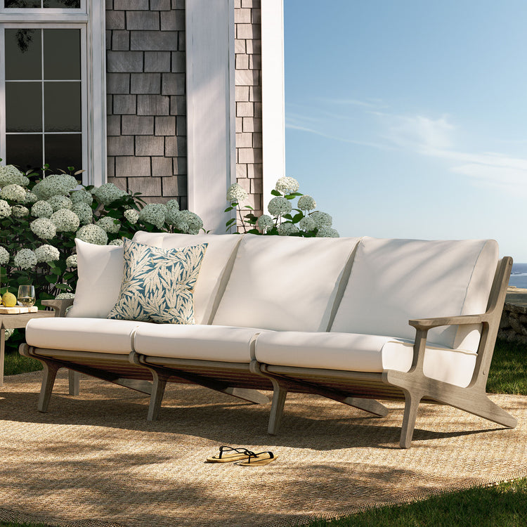 Saratoga Outdoor Teak Sofa - Weathered Gray