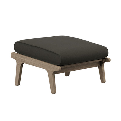 Saratoga Outdoor Teak Wood Chair and Ottoman Set - Flint Gray