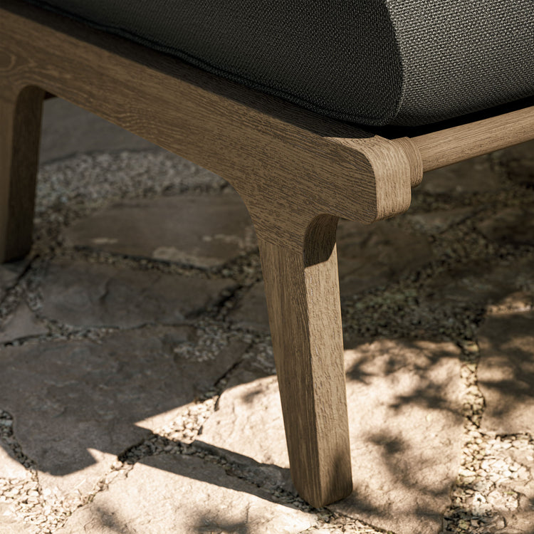 Saratoga Outdoor Teak Ottoman - Flint Gray