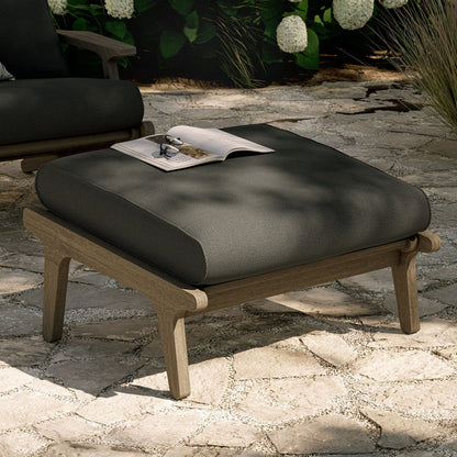 Saratoga Outdoor Teak Ottoman - Flint Gray