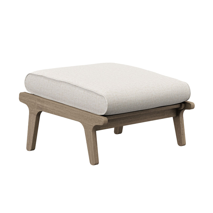 Saratoga Outdoor Teak Ottoman - Pebble
