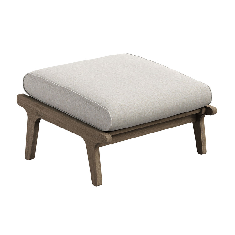 Saratoga Outdoor Teak Ottoman - Pebble