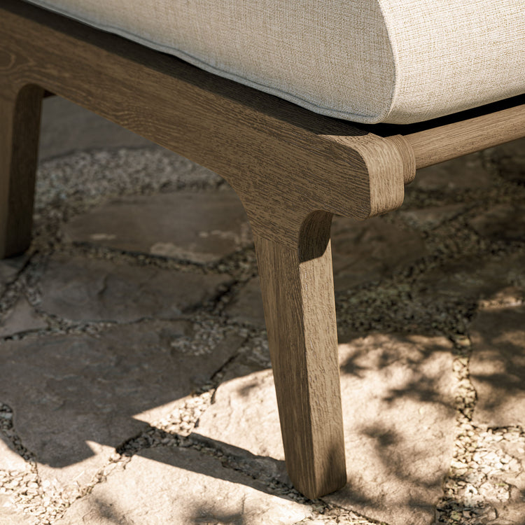 Saratoga Outdoor Teak Ottoman - Pebble