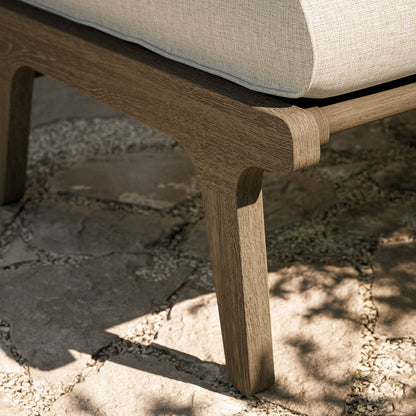 Saratoga Outdoor Teak Ottoman - Pebble