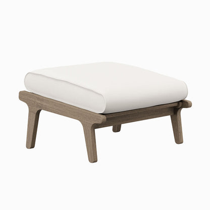 Saratoga Outdoor Teak Wood Chair and Ottoman Set - Weathered Gray White