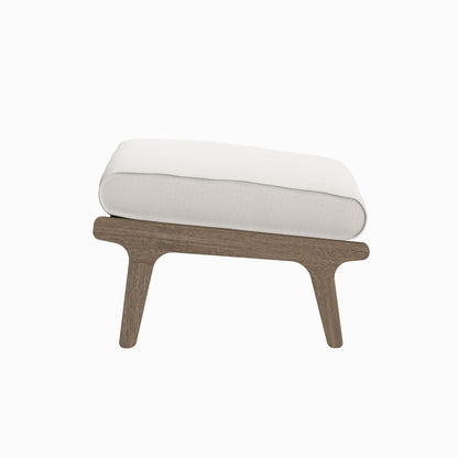 Saratoga Outdoor Teak Wood Chair and Ottoman Set - Weathered Gray White