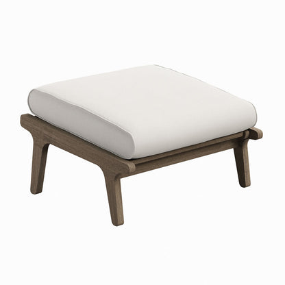 Saratoga Outdoor Teak Ottoman - Weathered Gray